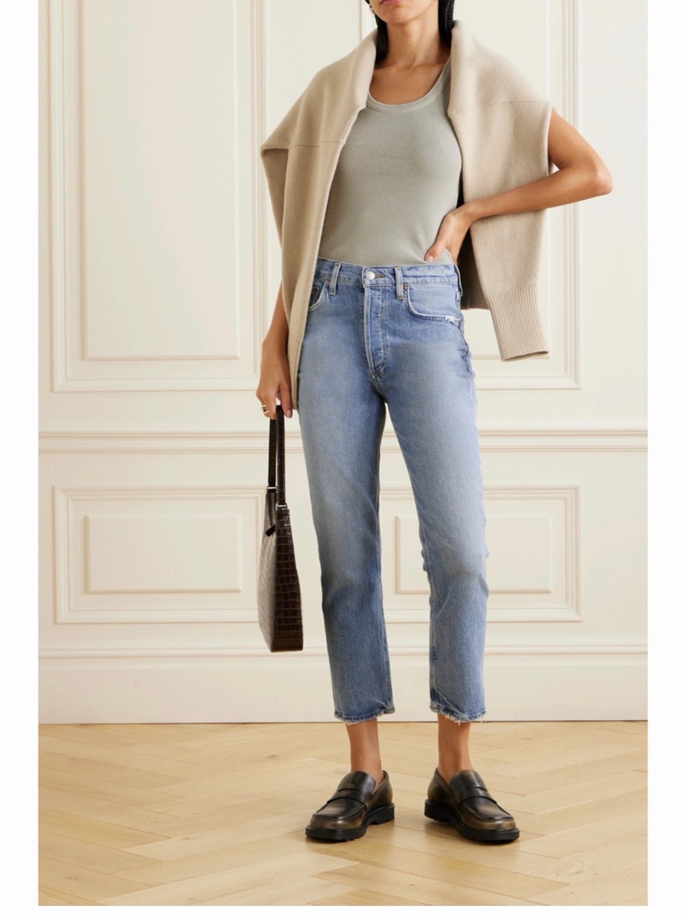 AGOLDE Light Wash Cropped Straight Jeans
